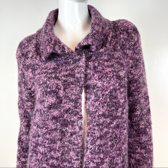 Laura Ashley Womens Sweater Size XL Purple Boucle Knit Long One Button Cardigan - Picture 4 of 16